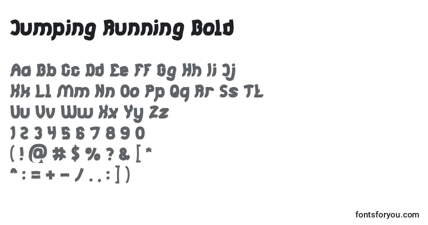 Schriftart Jumping Running Bold – Alphabet, Zahlen, spezielle Symbole