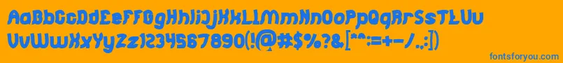 Jumping Running Bold-Schriftart – Blaue Schriften auf orangefarbenem Hintergrund