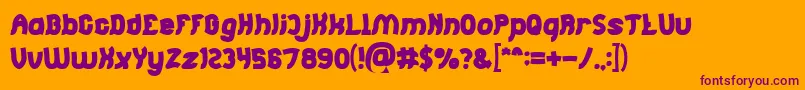Jumping Running Bold-Schriftart – Violette Schriften auf orangefarbenem Hintergrund