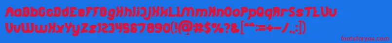 Jumping Running Bold Font – Red Fonts on Blue Background