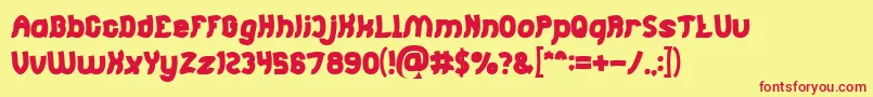 Jumping Running Bold Font – Red Fonts on Yellow Background