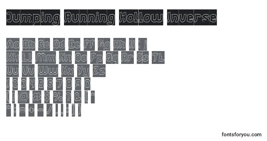 Jumping Running Hollow Inverseフォント–アルファベット、数字、特殊文字