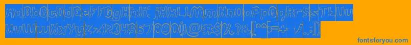 Jumping Running Hollow Inverse-Schriftart – Blaue Schriften auf orangefarbenem Hintergrund