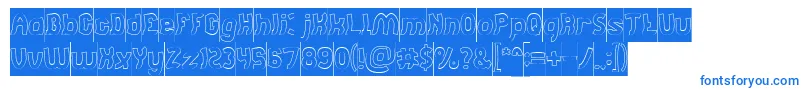 Jumping Running Hollow Inverse-Schriftart – Blaue Schriften auf weißem Hintergrund