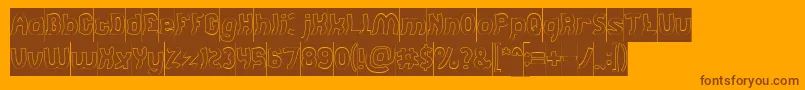 Jumping Running Hollow Inverse-Schriftart – Braune Schriften auf orangefarbenem Hintergrund