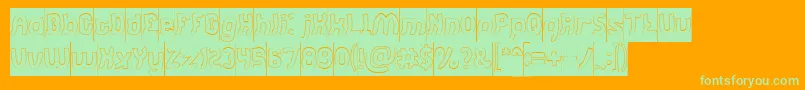 Jumping Running Hollow Inverse-Schriftart – Grüne Schriften auf orangefarbenem Hintergrund