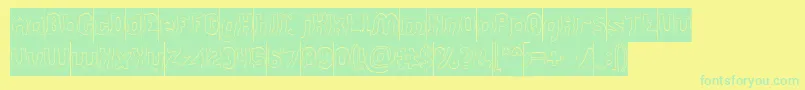 Jumping Running Hollow Inverse Font – Green Fonts on Yellow Background