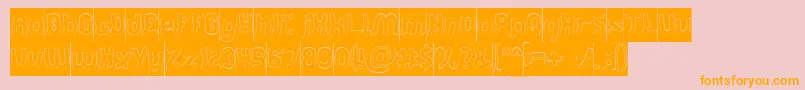 Jumping Running Hollow Inverse-Schriftart – Orangefarbene Schriften auf rosa Hintergrund