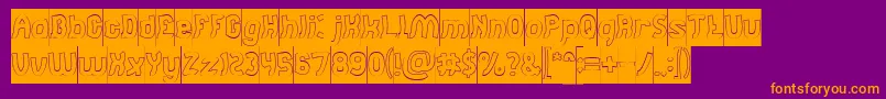 Jumping Running Hollow Inverse-Schriftart – Orangefarbene Schriften auf violettem Hintergrund