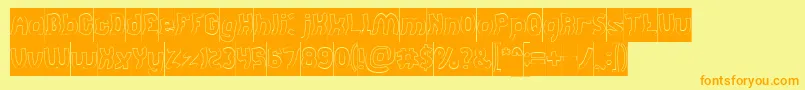 Jumping Running Hollow Inverse-Schriftart – Orangefarbene Schriften auf gelbem Hintergrund