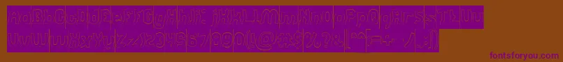 Jumping Running Hollow Inverse Font – Purple Fonts on Brown Background