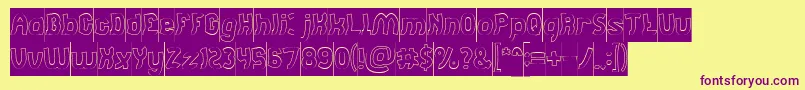 Jumping Running Hollow Inverse Font – Purple Fonts on Yellow Background