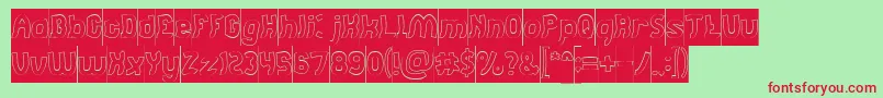 Шрифт Jumping Running Hollow Inverse – красные шрифты на зелёном фоне