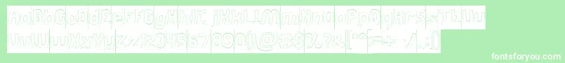 Jumping Running Hollow Inverse-Schriftart – Weiße Schriften auf grünem Hintergrund