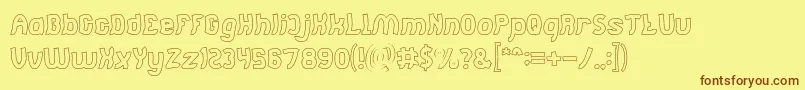 Jumping Running Hollow-Schriftart – Braune Schriften auf gelbem Hintergrund