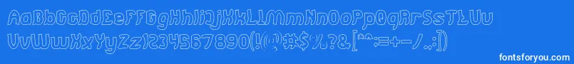 Jumping Running Hollow Font – White Fonts on Blue Background