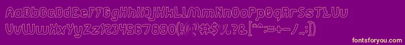 Jumping Running Hollow Font – Yellow Fonts on Purple Background