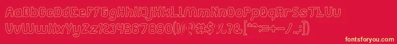 Jumping Running Hollow Font – Yellow Fonts on Red Background