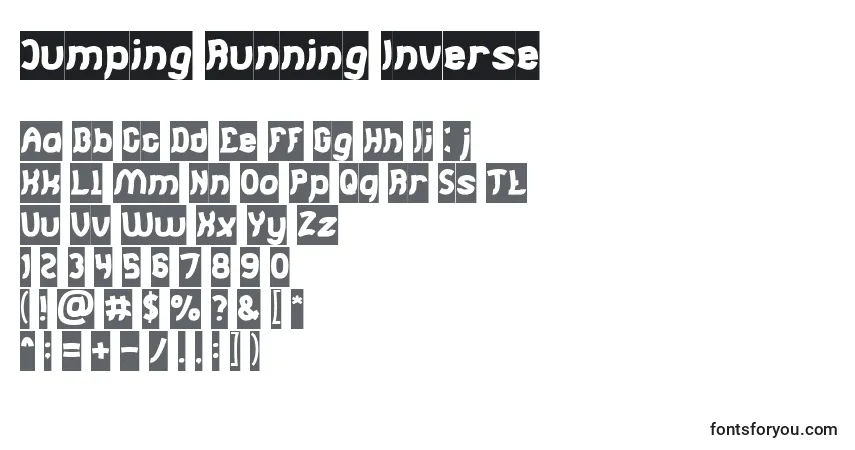 Schriftart Jumping Running Inverse – Alphabet, Zahlen, spezielle Symbole