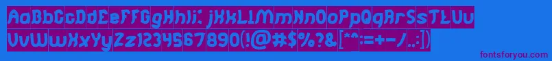 Jumping Running Inverse Font – Purple Fonts on Blue Background