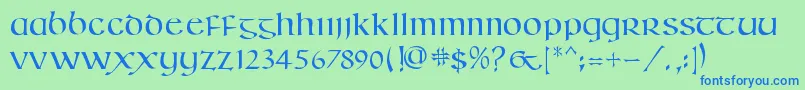 KellsSd Font – Blue Fonts on Green Background