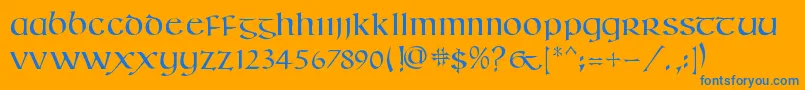 KellsSd-Schriftart – Blaue Schriften auf orangefarbenem Hintergrund