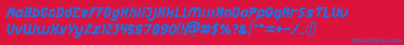 Jumping Running Italic Font – Blue Fonts on Red Background