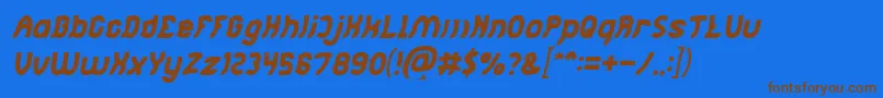 Jumping Running Italic Font – Brown Fonts on Blue Background