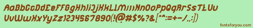 Fonte Jumping Running Italic – fontes marrons em um fundo verde