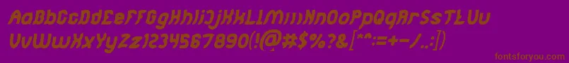 Fonte Jumping Running Italic – fontes marrons em um fundo roxo