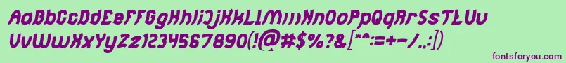 Jumping Running Italic Font – Purple Fonts on Green Background