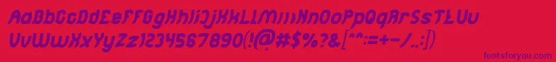 フォントJumping Running Italic – 赤い背景に紫のフォント