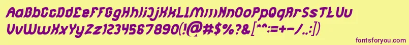 Jumping Running Italic Font – Purple Fonts on Yellow Background