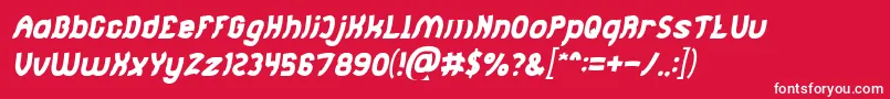 フォントJumping Running Italic – 赤い背景に白い文字