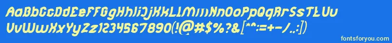 Jumping Running Italic Font – Yellow Fonts on Blue Background