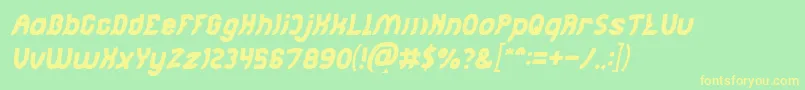 Jumping Running Italic Font – Yellow Fonts on Green Background