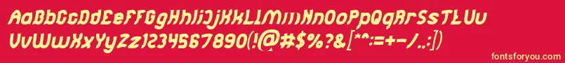 Jumping Running Italic Font – Yellow Fonts on Red Background