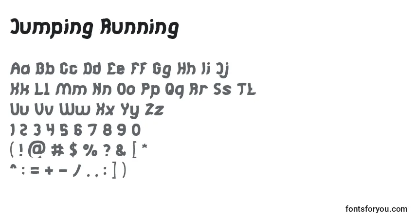 Czcionka Jumping Running – alfabet, cyfry, specjalne znaki