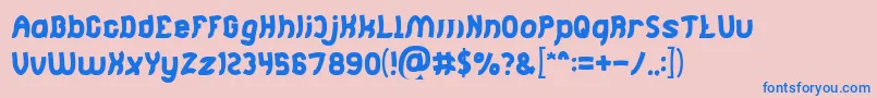 Fonte Jumping Running – fontes azuis em um fundo rosa
