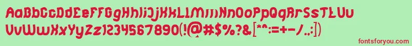 Jumping Running Font – Red Fonts on Green Background