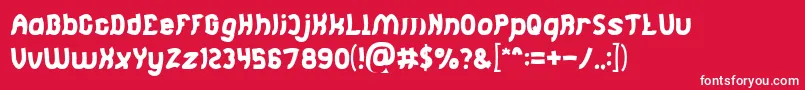 Jumping Running Font – White Fonts on Red Background