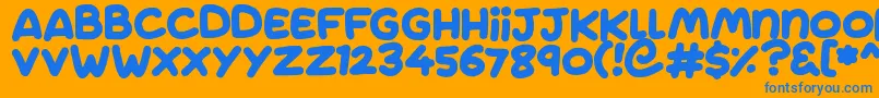 Jumping Font – Blue Fonts on Orange Background