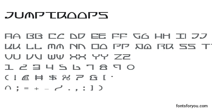 Schriftart Jumptroops (131216) – Alphabet, Zahlen, spezielle Symbole