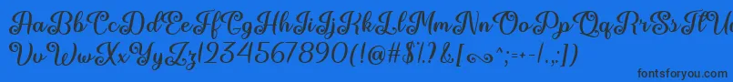 June Calligraphy   Font – Black Fonts on Blue Background