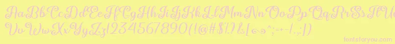 Czcionka June Calligraphy   – różowe czcionki na żółtym tle