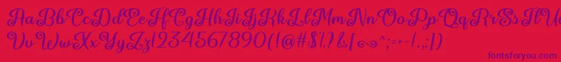 June Calligraphy   Font – Purple Fonts on Red Background