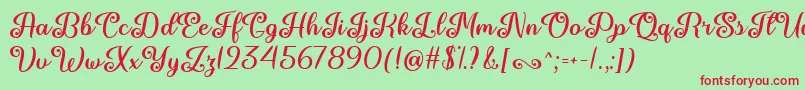 June Calligraphy   Font – Red Fonts on Green Background
