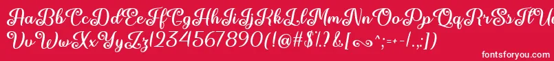 Police June Calligraphy   – polices blanches sur fond rouge