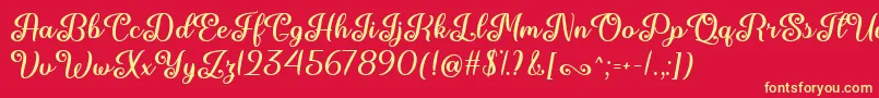 Czcionka June Calligraphy   – żółte czcionki na czerwonym tle