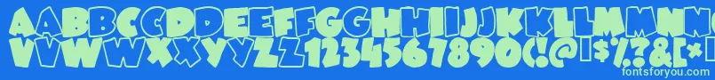 Police JUNEBUG – polices vertes sur fond bleu